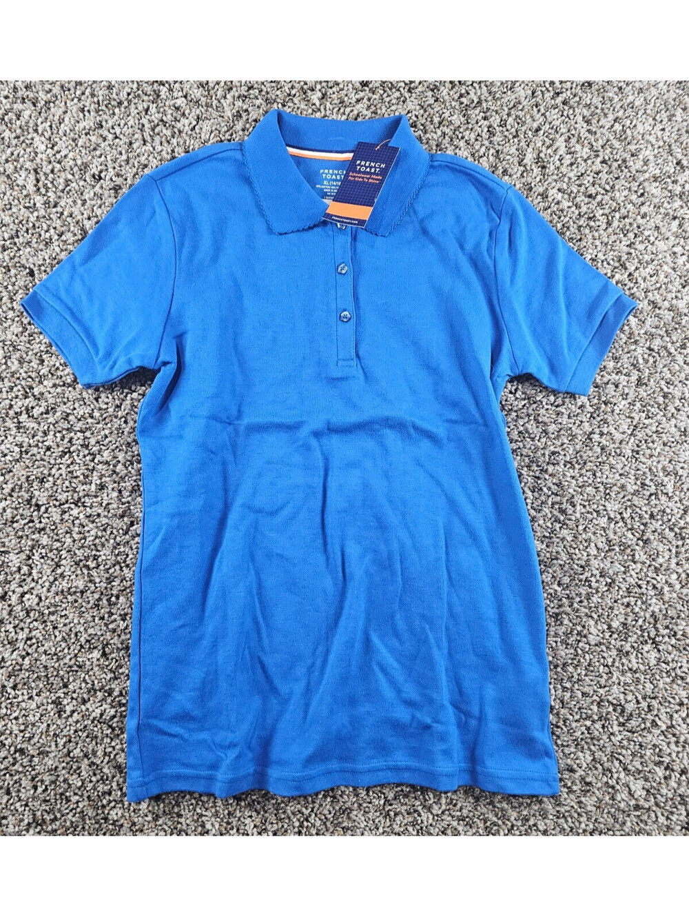 French Toast Girls Sz XL Short Sleeve Polo Uniform Shirt Solid Blue NEW